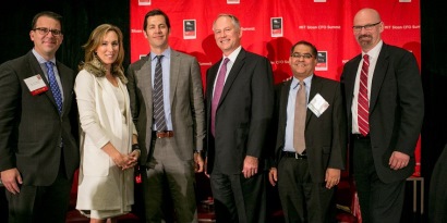 Co-Chairs Jeremy Seidman and Jack McCullough pose with CFOs at the 2015 MIT CFO Summit.
