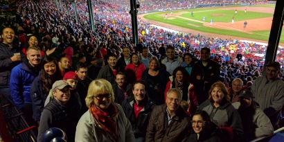 Alumni enjoying the Red Sox beat the Blue Jays on 9-30-16.